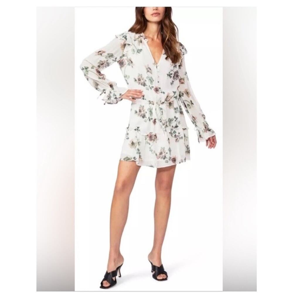 PAIGE Pomello Dress in White Multi 100% Silk S AS
